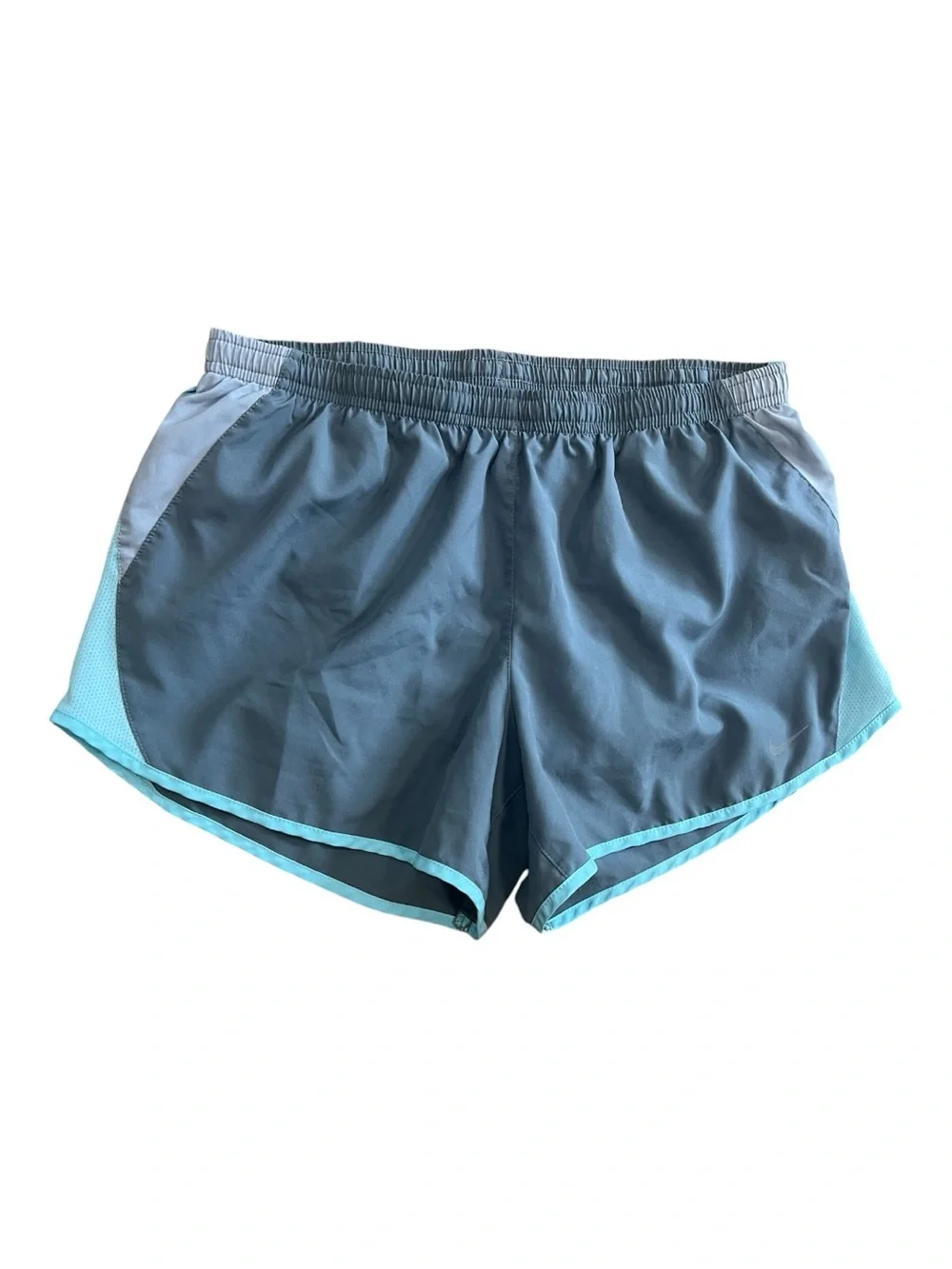 Nike Women's Athletic Dri-Fit Running Shorts in Slate Gray with Teal Trim size M